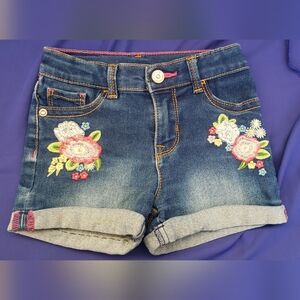 Source Unknown Kids Denim Shorts with Floral Embroidery